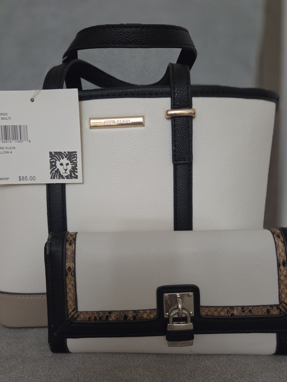 White Annw Klein Handbag and Nine West Wallet. $50 both/$40 handbag only